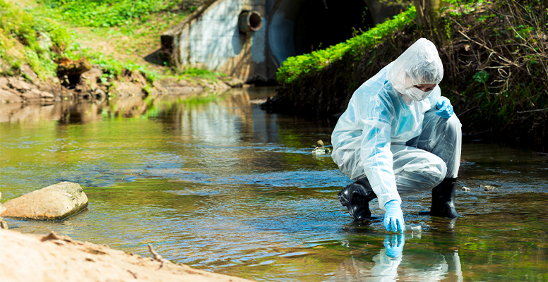 Scientist checking water for VOCs